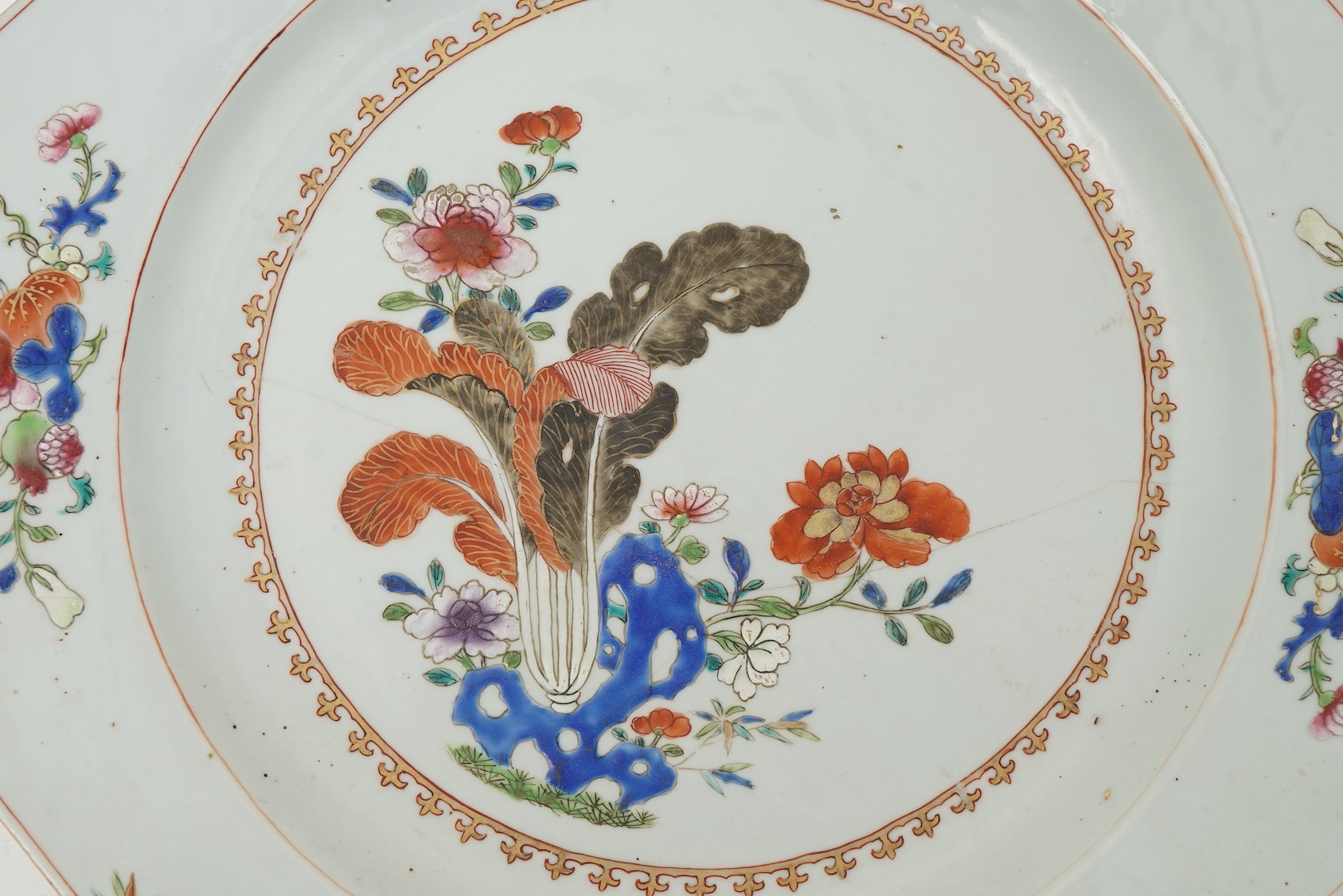 A Chinese famille rose octagonal dish, Qianlong period